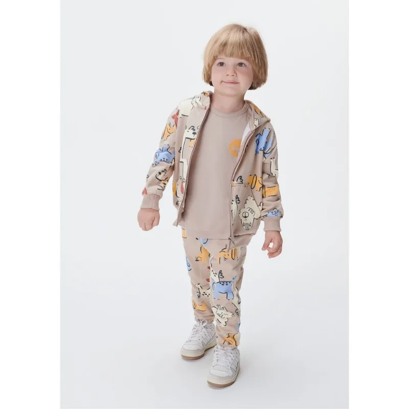 Jaqueta Infantil Menino Toddler Com Capuz - Bege 004