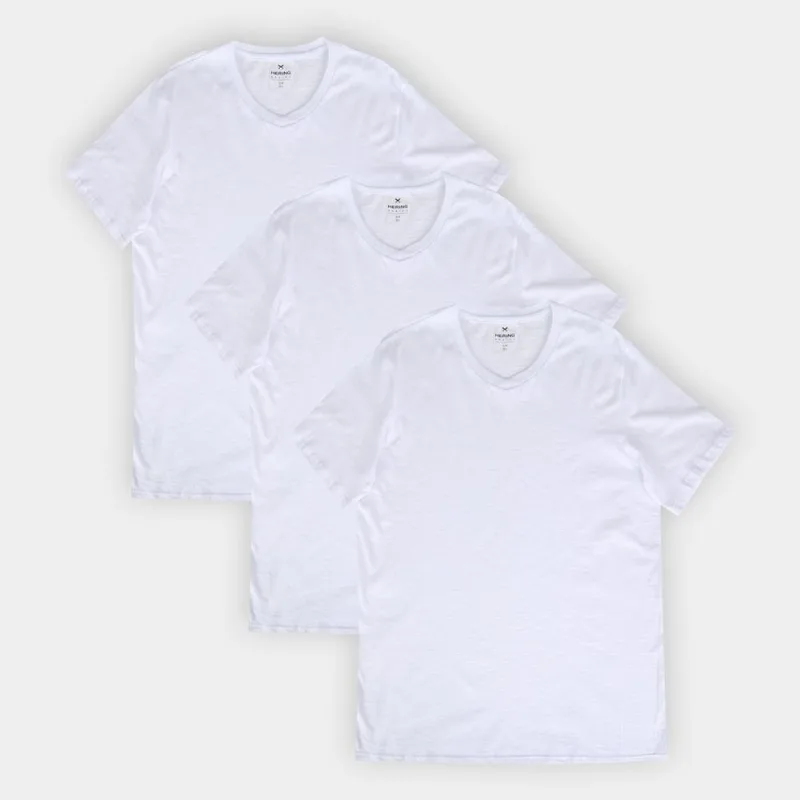 Kit Camiseta Hering C/ 3 Peças Masculina - Masculino - Branco