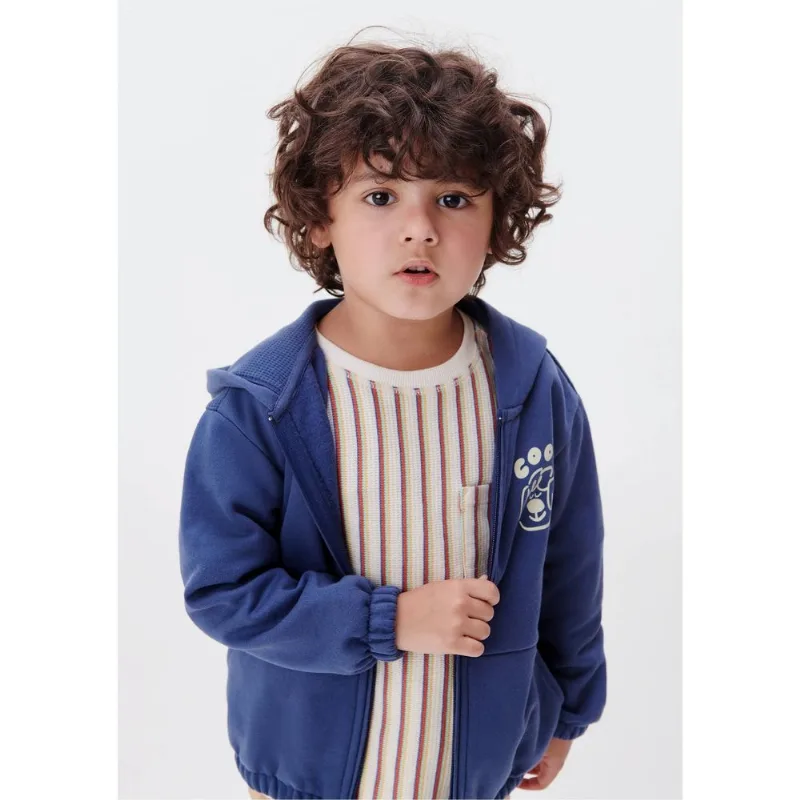 Jaqueta de Moletom Com Capuz Infantil Menino Toddler - Azul 002