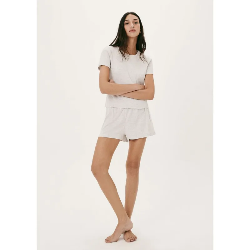 Pijama Curto Feminino Em Ribana Canelada - Cinza G