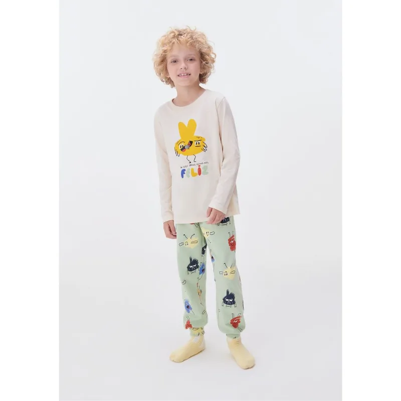 Pijama Infantil Menino Com Estampa - Verde 002