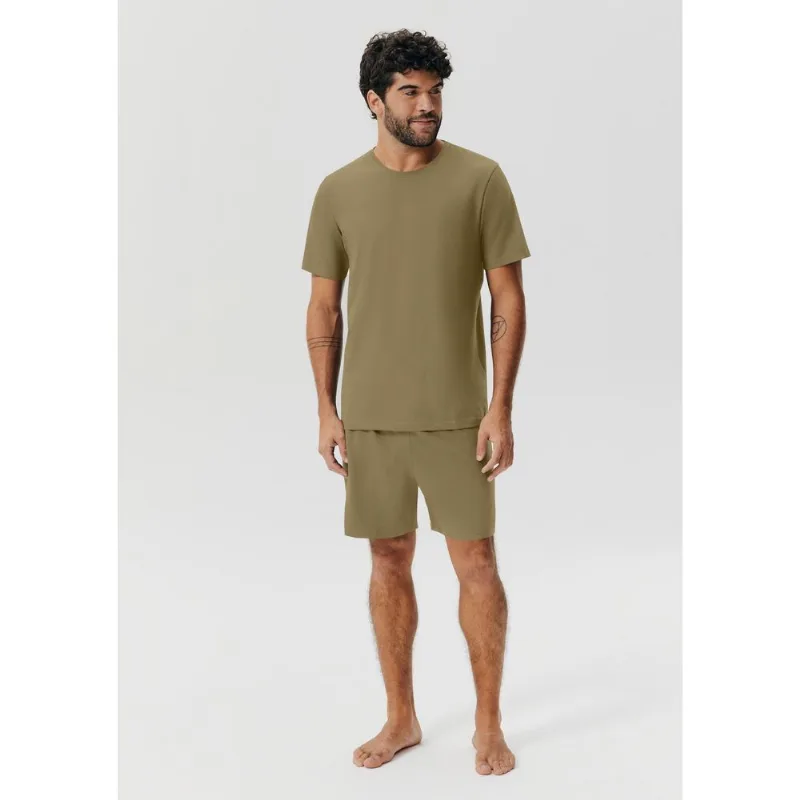 Pijama Curto Masculino Comfort Em Algodão Pima - Verde XXG