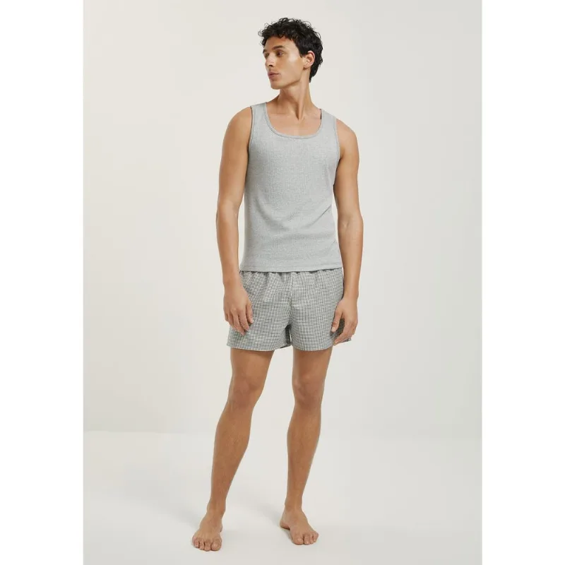 Pijama Curto Masculino Com Samba Canção Estampado - Cinza XG