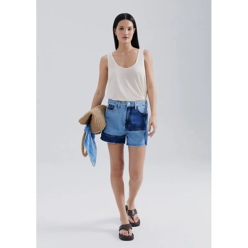 Shorts Jeans Com Recortes - Azul 040
