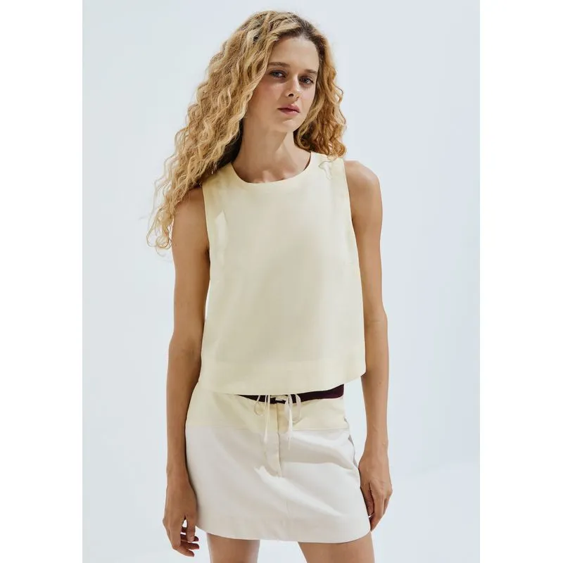 Regata Feminina Com Linho - Amarelo XG