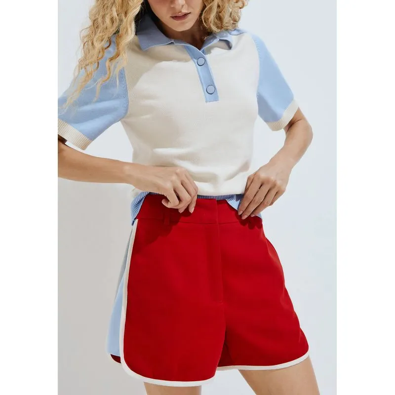 Shorts Feminino Runner Faixa Lateral - Vermelho 036