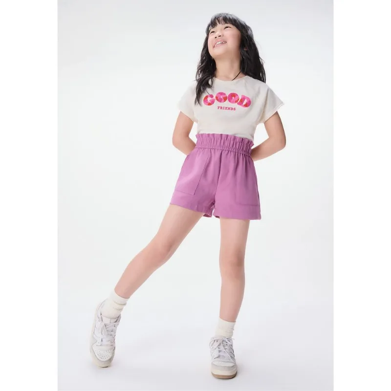 Shorts Clochard Infantil Menina Com Bolsos - Roxo 012