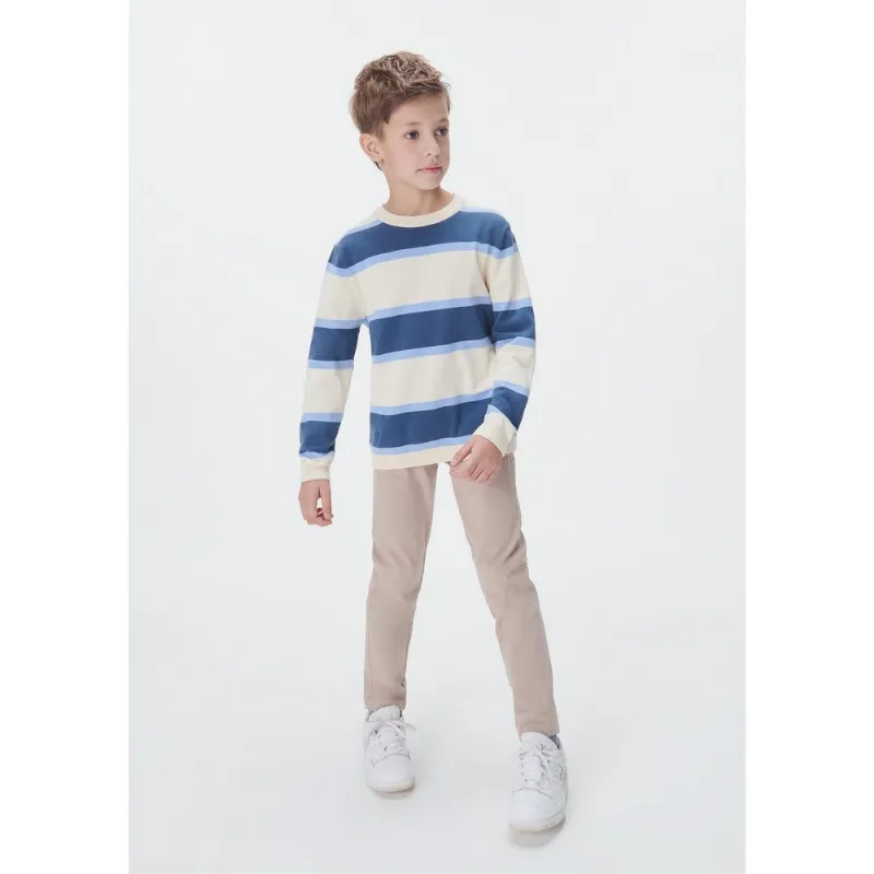 Suéter De Tricô Infantil Menino Listrado - Azul 012