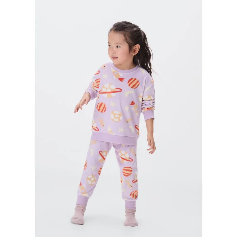 Pijama Longo Infantil Menina Em Plush - Lilás 002
