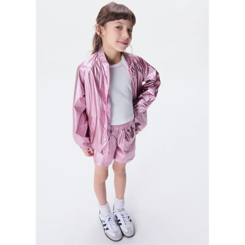 Jaqueta College Infantil Menina Metalizada - Rosa 008