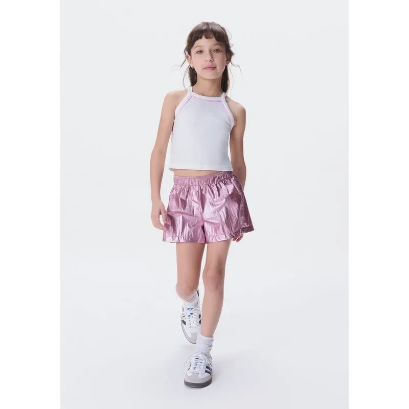 Shorts Infantil Menina Metalizado - Rosa 006
