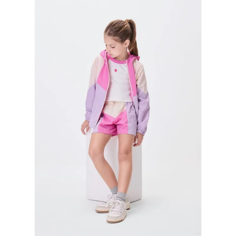 Shorts Infantil Menina Em Nylon Com Recortes - Lilás 012