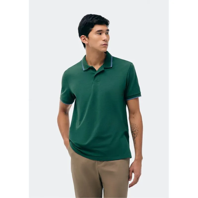 Camisa Polo Básica Masculina Manga Curta Em Piquet - Verde XXG