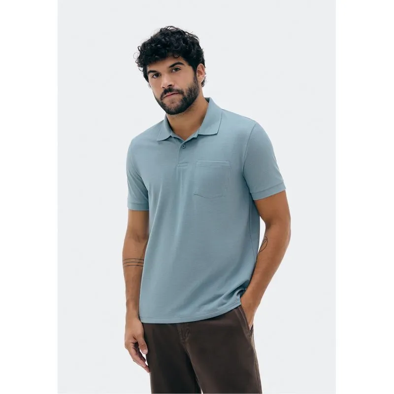Camisa Polo Básica Masculina Em Piquet Com Bolso - Verde XXG