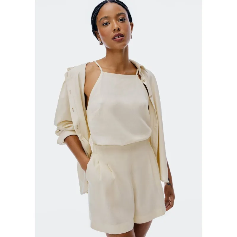 Regata Feminina Halter Neck Alças Finas - Creme XG
