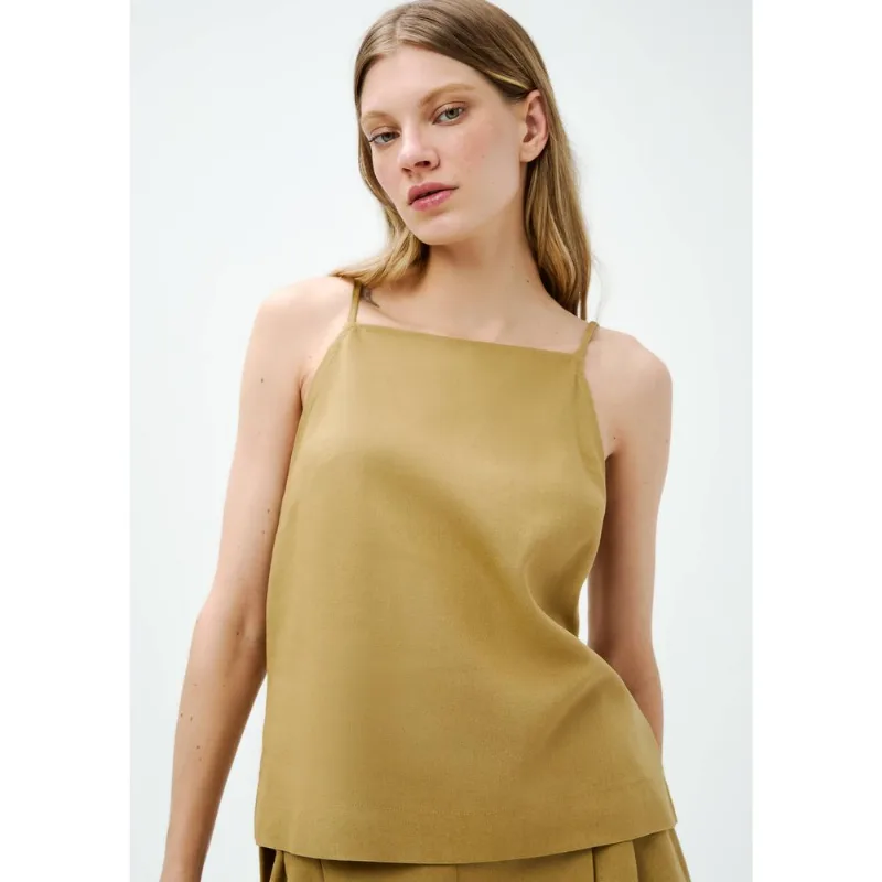 Regata Feminina Halter Neck Alças Finas - Caqui G