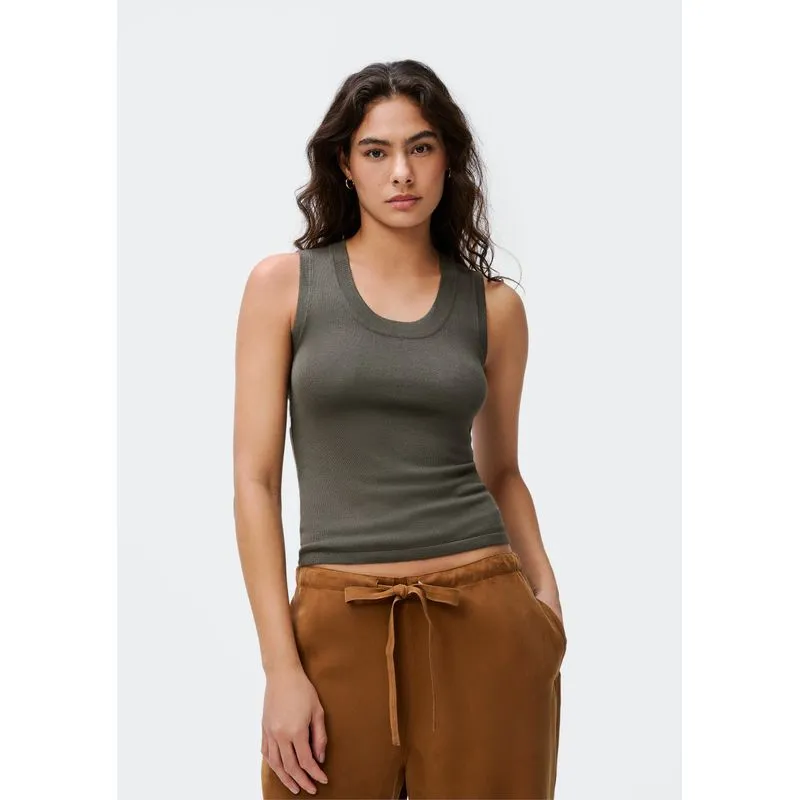 Regata Feminina Slim Decote U Em Tricô De Viscose - Cinza XG