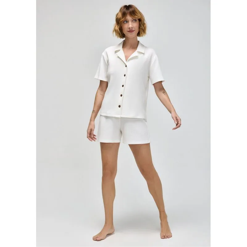 Pijama Curto Feminino Em Malha Thermal - Off white XG