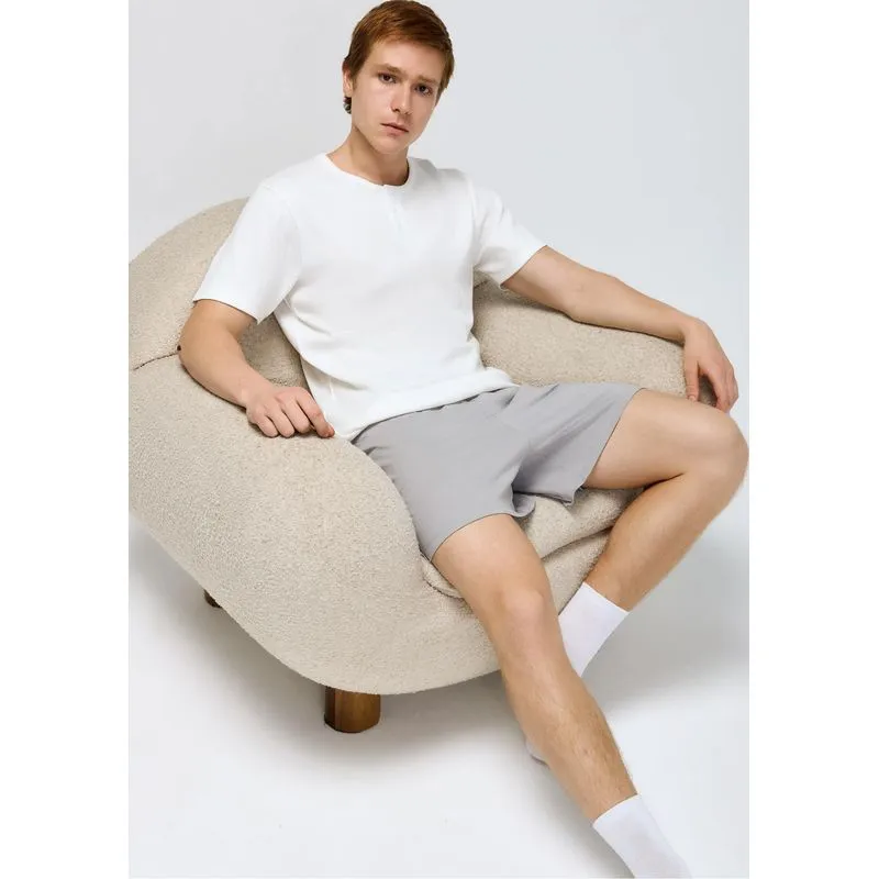 Pijama Curto Masculino Gola Henley - Off white XXG