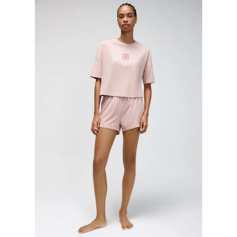 Pijama Curto Feminino Box Estampado - Rosa M