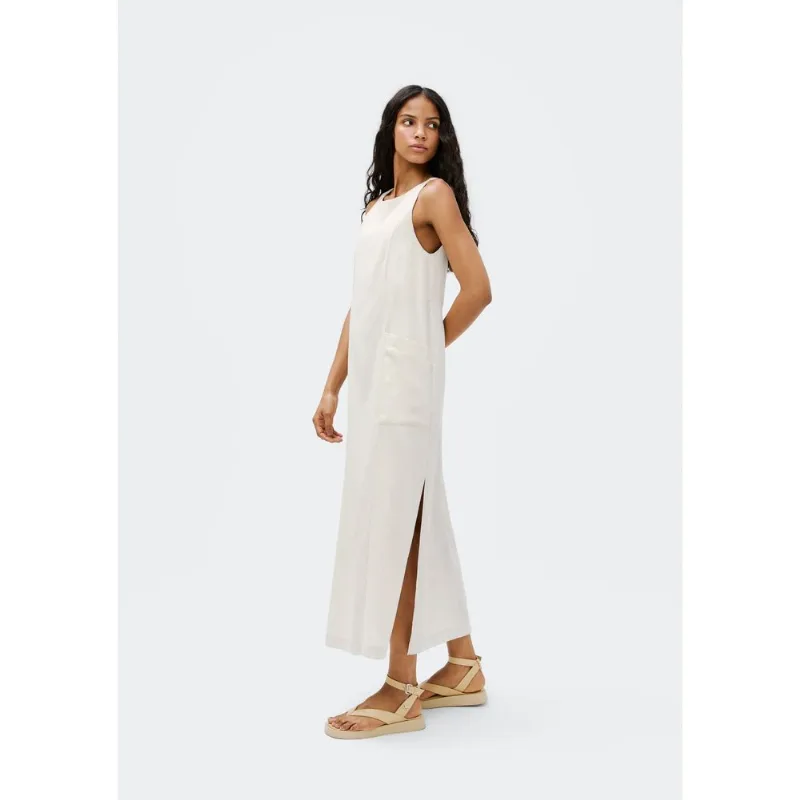 Vestido Midi Com Linho - Bege M