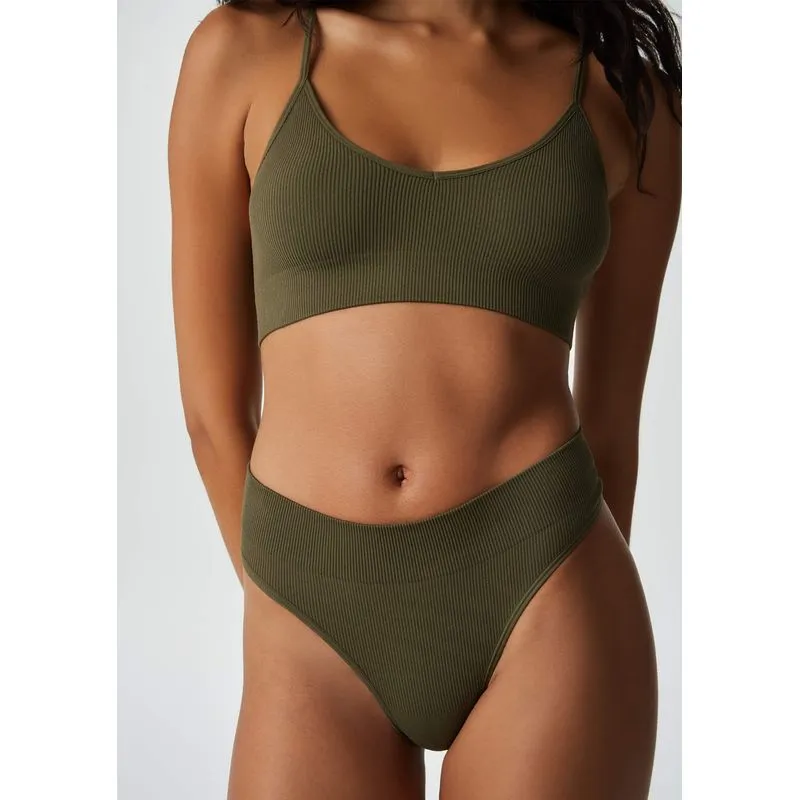 Top Básico Sem Costura Canelado - Verde P