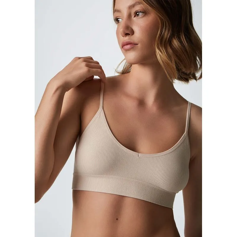 Top Básico Sem Costura Canelado - Off white P