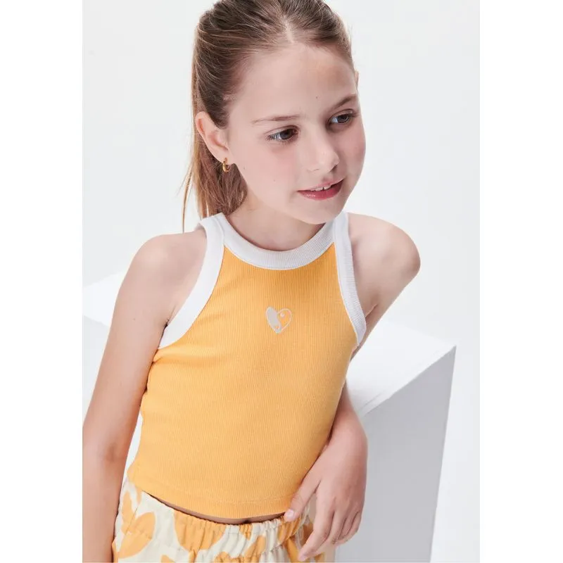 Regata Cropped Infantil Menina Em Ribana - Laranja 014