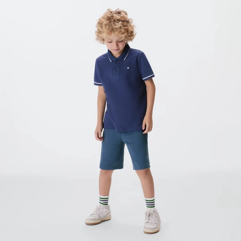 Camisa Polo Manga Curta Azul Piquet Hering Infantil - Masculina 12 / Menino