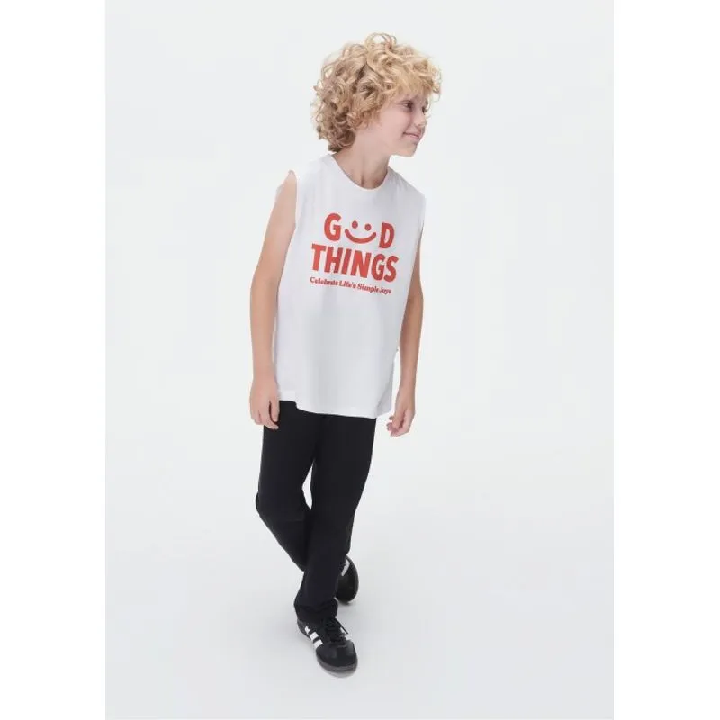Regata Infantil Menino Em Malha De Algodão Com Estampa - Off white 014