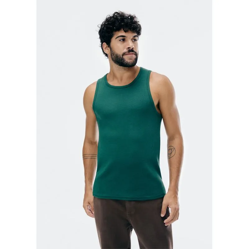 Regata Masculina Regular Em Ribana Canelada - Verde P