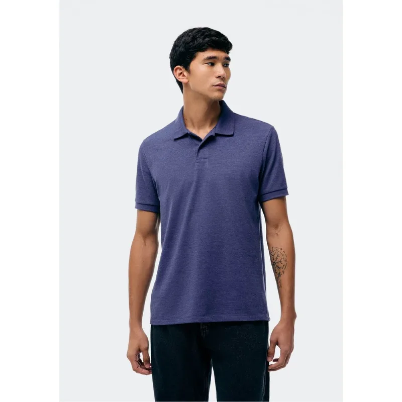 Camisa Polo Básica Masculina Manga Curta Em Piquet - Azul G