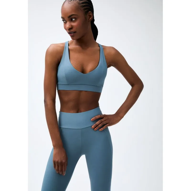 Top Esportivo Decote V - Azul P