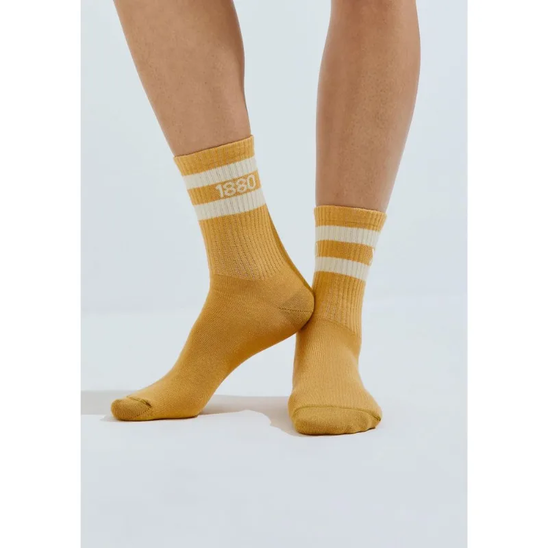 Meia Cano Longo Canelada Com Listras 1880 - Amarelo P
