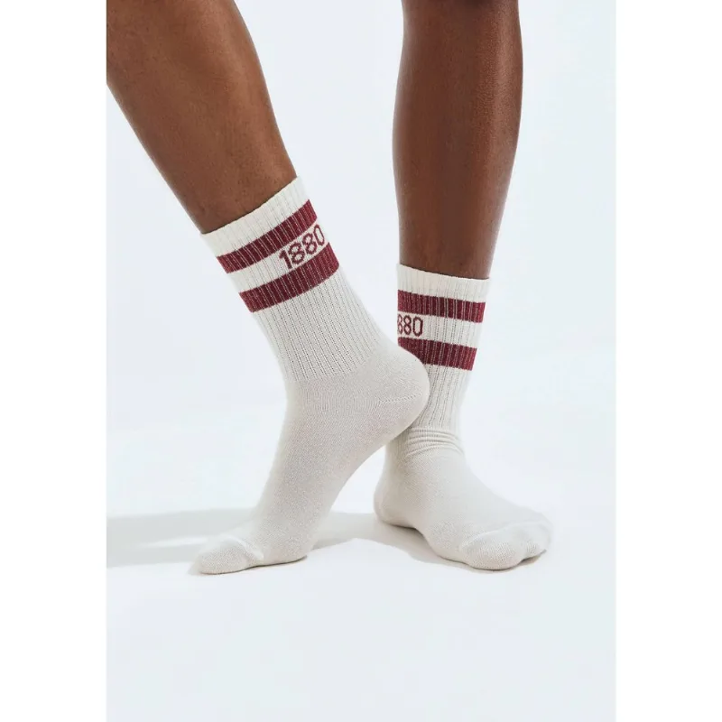 Meia Cano Longo Canelada Com Listras 1880 - Off white P