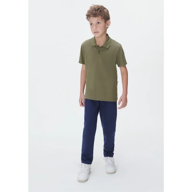 Camisa Polo Infantil Menino Manga Curta Em Piquet - Verde 016