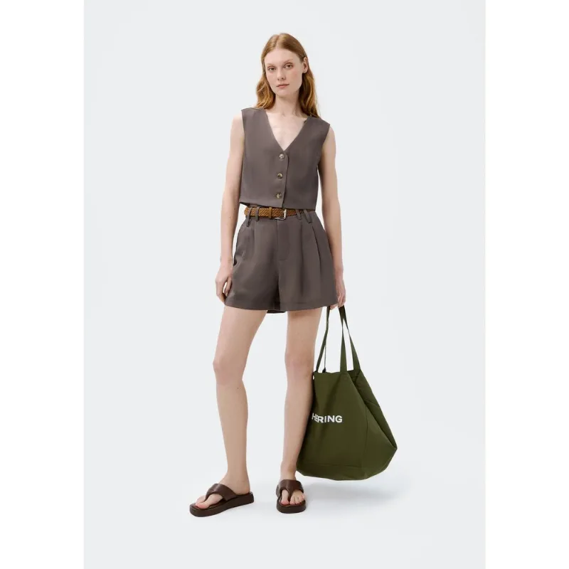 Shorts Feminino Em Alfaiataria Peach Touch - Cinza 036