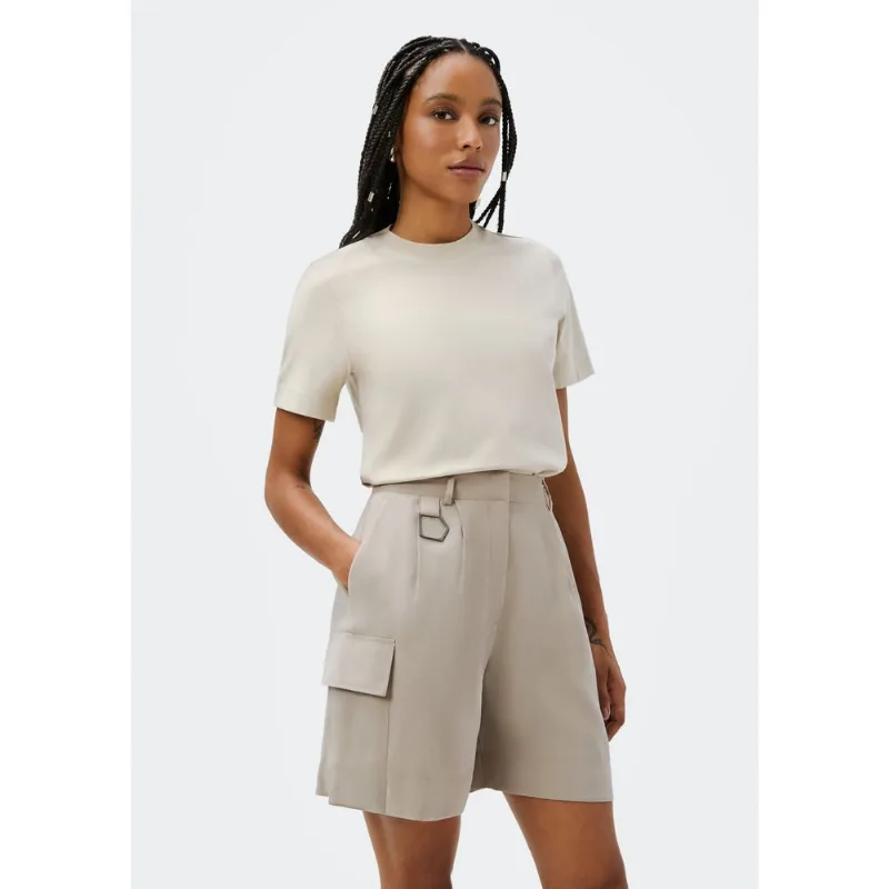 Shorts Feminino Cargo Em Alfaiataria - Cinza 036