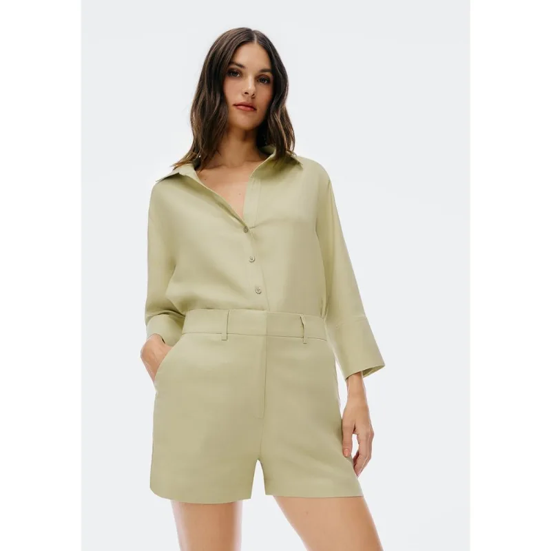 Shorts Feminino Alfaiataria Com Linho - Verde 040