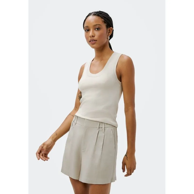 Shorts Feminino De Alfaiataria Em Linho - Cinza 040