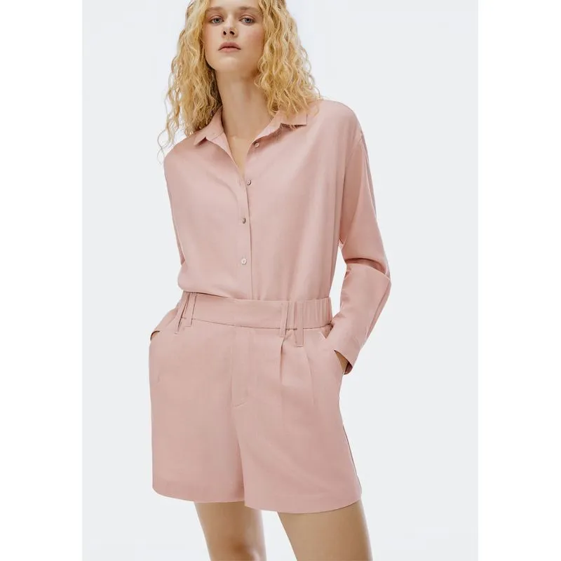 Shorts Feminino De Alfaiataria Em Linho - Rosa 040