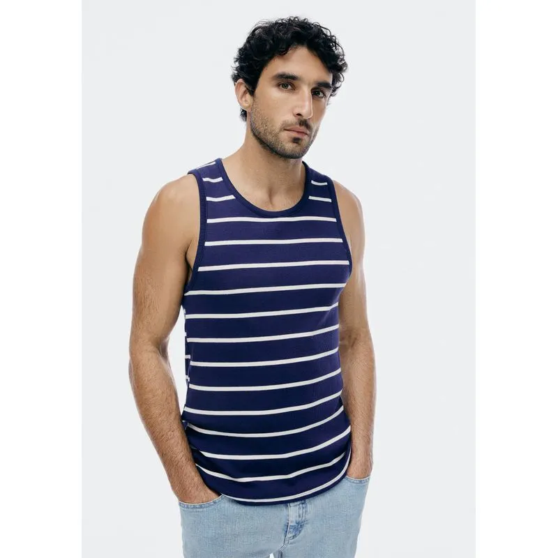 Regata Masculina Listrada Em Ribana - Azul XG