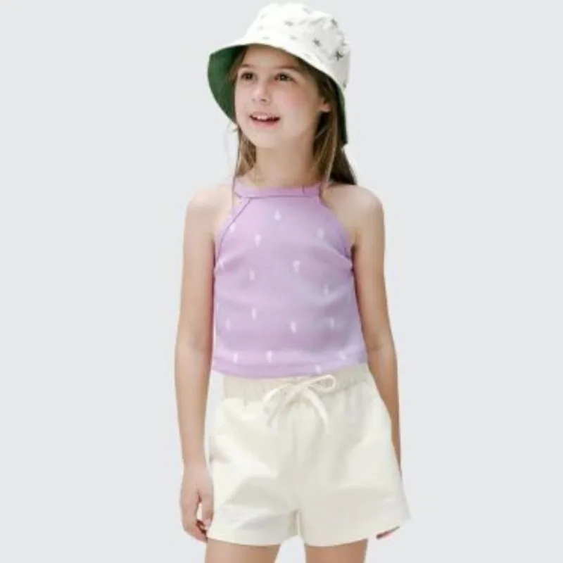 Camiseta Regata Infantil Menina em Ribana Roxo - Hering 8 / Roxo