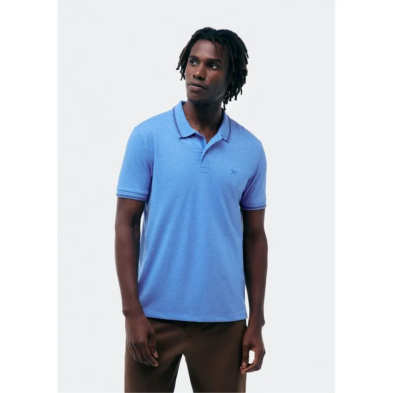 Camisa Polo Básica Masculina Em Malha Texturizada - Azul XXG