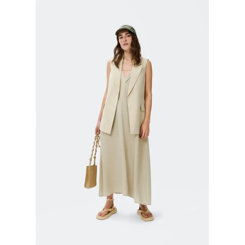 Vestido Midi Decote V - Cinza XG