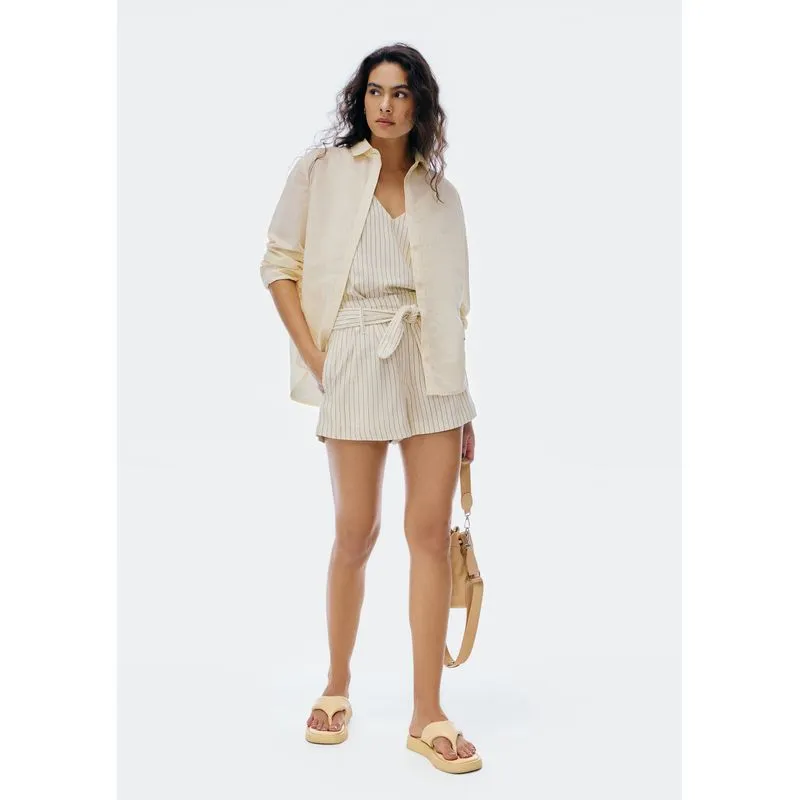 Shorts Feminino Fio Tinto Com Linho - Creme 038