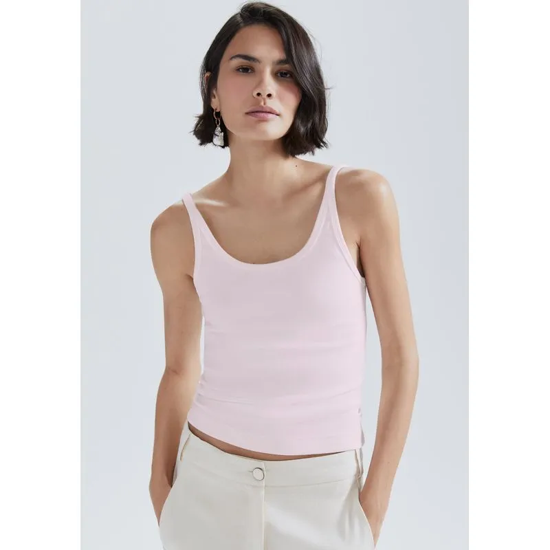 Regata Feminina Decote U Em Ribana - Rosa XG