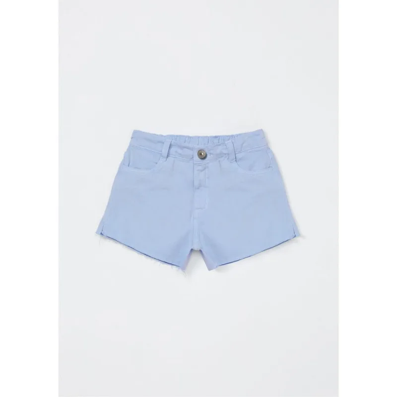 Shorts Infantil Menina Em Sarja - Azul 012