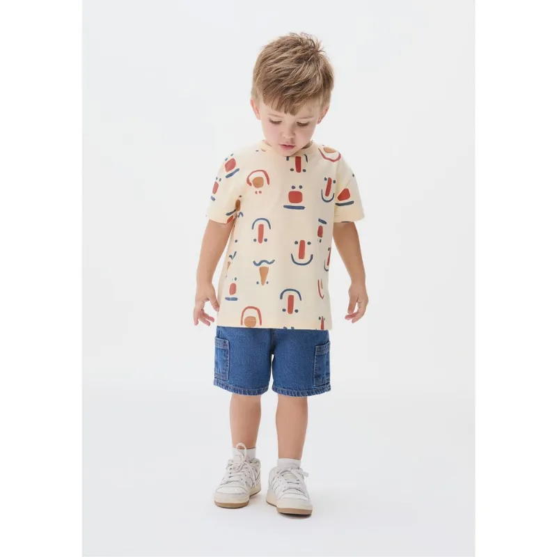 Bermuda Jeans Cargo Infantil Menino Toddler - Azul 002