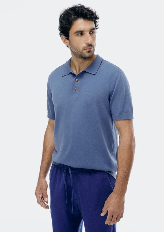 Camisa Polo Hering em tricô Masculina - Azul XG